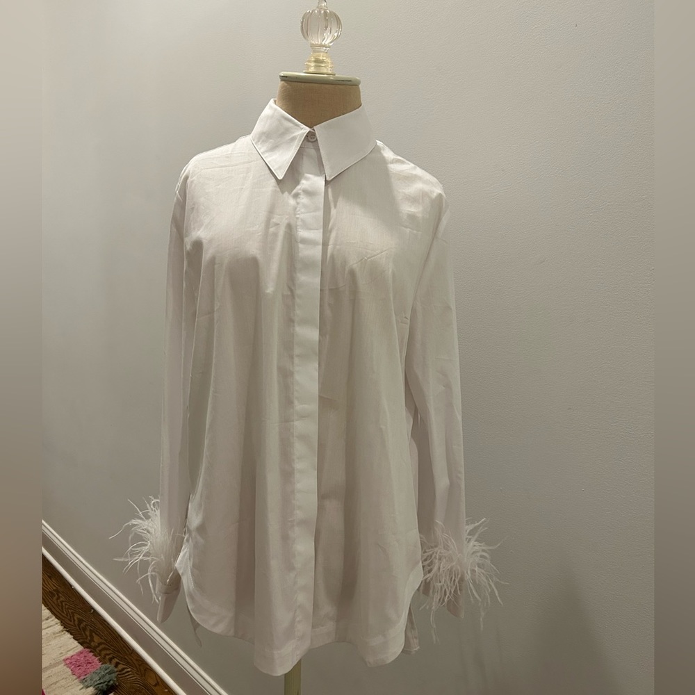 COPY - NWT Button Up w/ Feather Cuffs